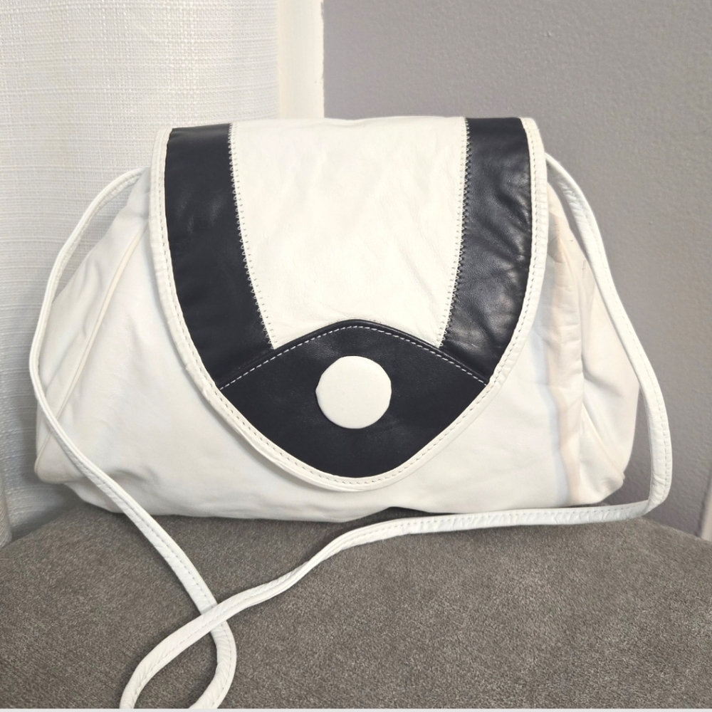 Vtg Cook & Love Leather Purse Spring Hinge Flap Close Bag Crossbody READ